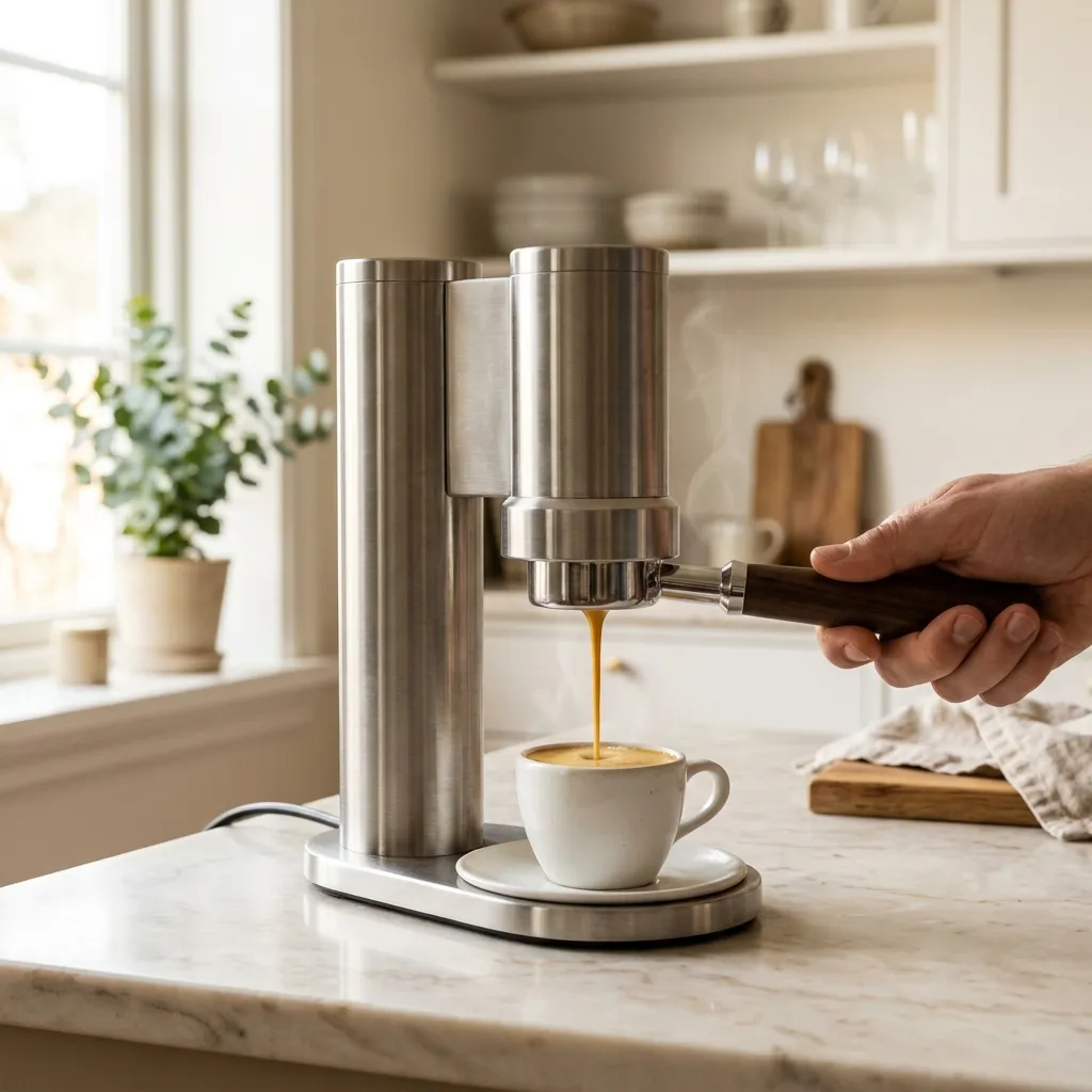 De'Longhi Dedica Style EC685 Espresso Machine styled on a kitchen counter